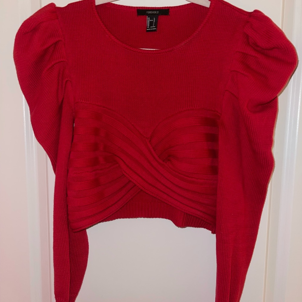 Cropped heart shaped sweater